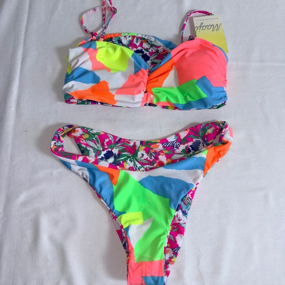 Maaji Bikini Set Large Multicolor Floral Abstract Tropical Bandeau PT7000SET616
